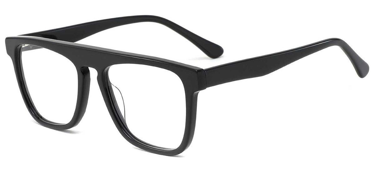 28234 C1 black rectangular glasses with a full-rim front and matching black temples, three-quarter view