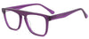 28234 C4 translucent purple rectangular glasses with matching purple temples, three-quarter view