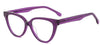 28257 C4 translucent purple cat-eye glasses with upswept corners and matching temples, three-quarter view