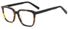 28338 C2 amber tortoiseshell square glasses with black temples, three-quarter view