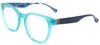 88637 C2 turquoise rounded glasses with navy temples, blue inner pattern and gold-tone hinge accents