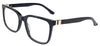 88654 C1 black square glasses with gold-tone bands near the hinges, three-quarter view