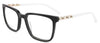88691 C1 black square glasses with white temples and pale bead-like decorative hinge details, three-quarter view