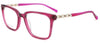 88691 C3 translucent pink square glasses with pale bead-like details and gold-tone temple sections