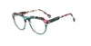 A01137 Rounded Square Eyeglasses - Green / Pink Pattern | Specs Direct 4u
